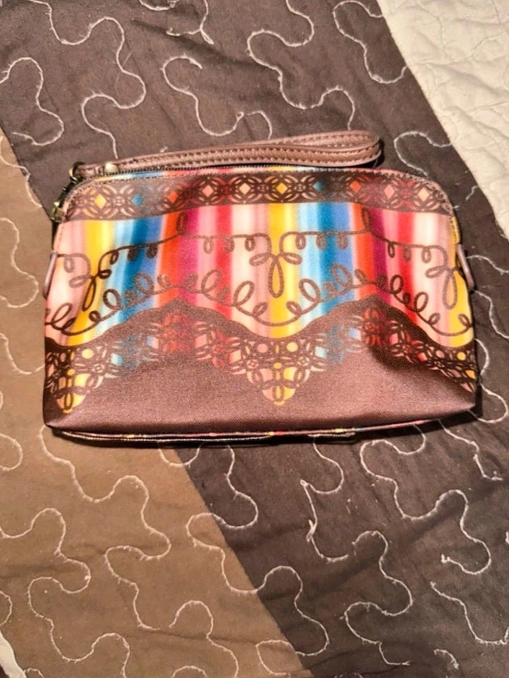 Catchfly Multicolor Wristlet Cosmetic Bag